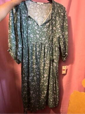 Green Floral Midi Dress